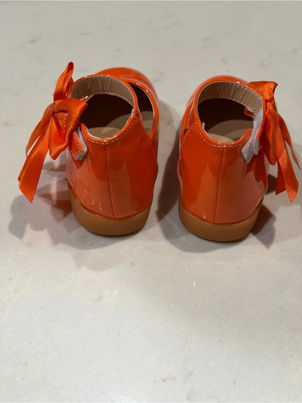 Kids Orange Patent Mary Jane Shoes with Bow